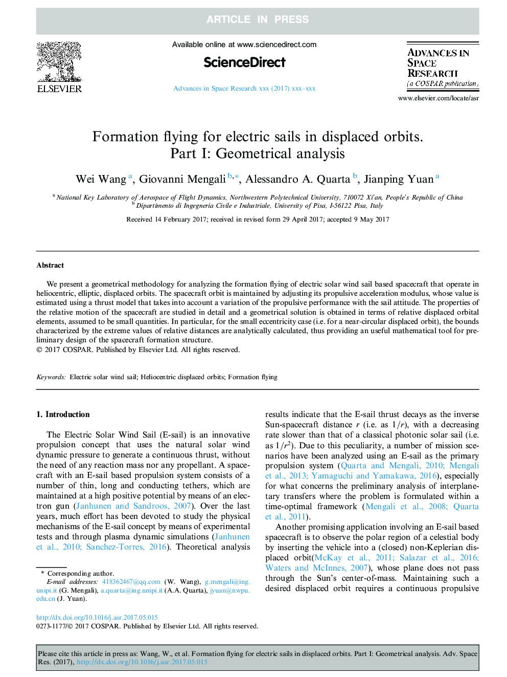 Formation flying for electric sails in displaced orbits. Part I: Geometrical analysis