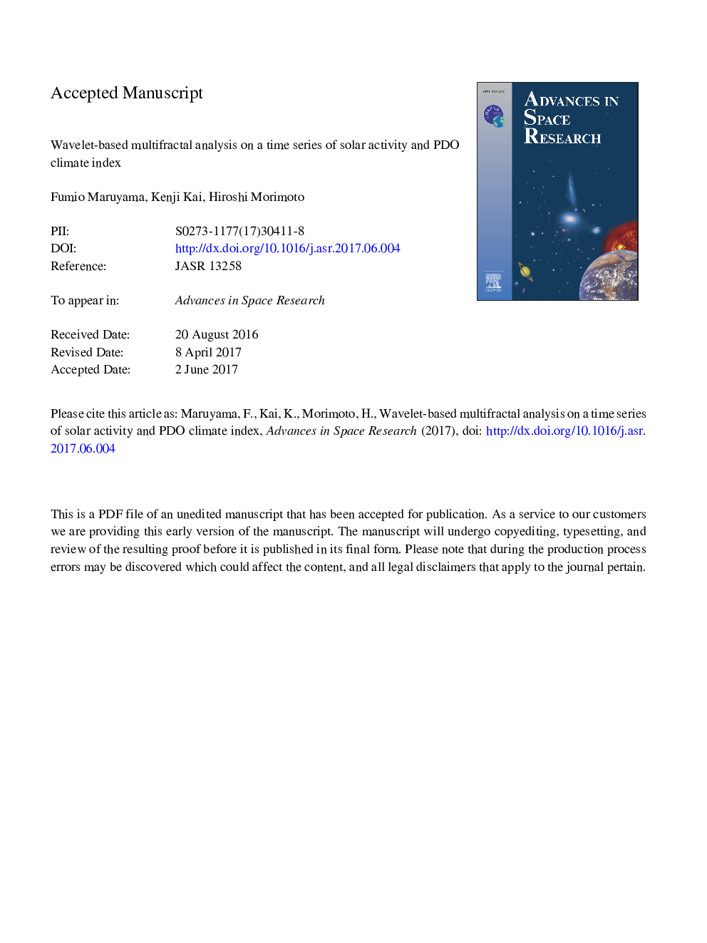 Wavelet-based multifractal analysis on a time series of solar activity and PDO climate index