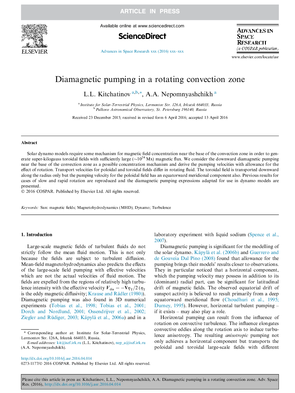 Diamagnetic pumping in a rotating convection zone