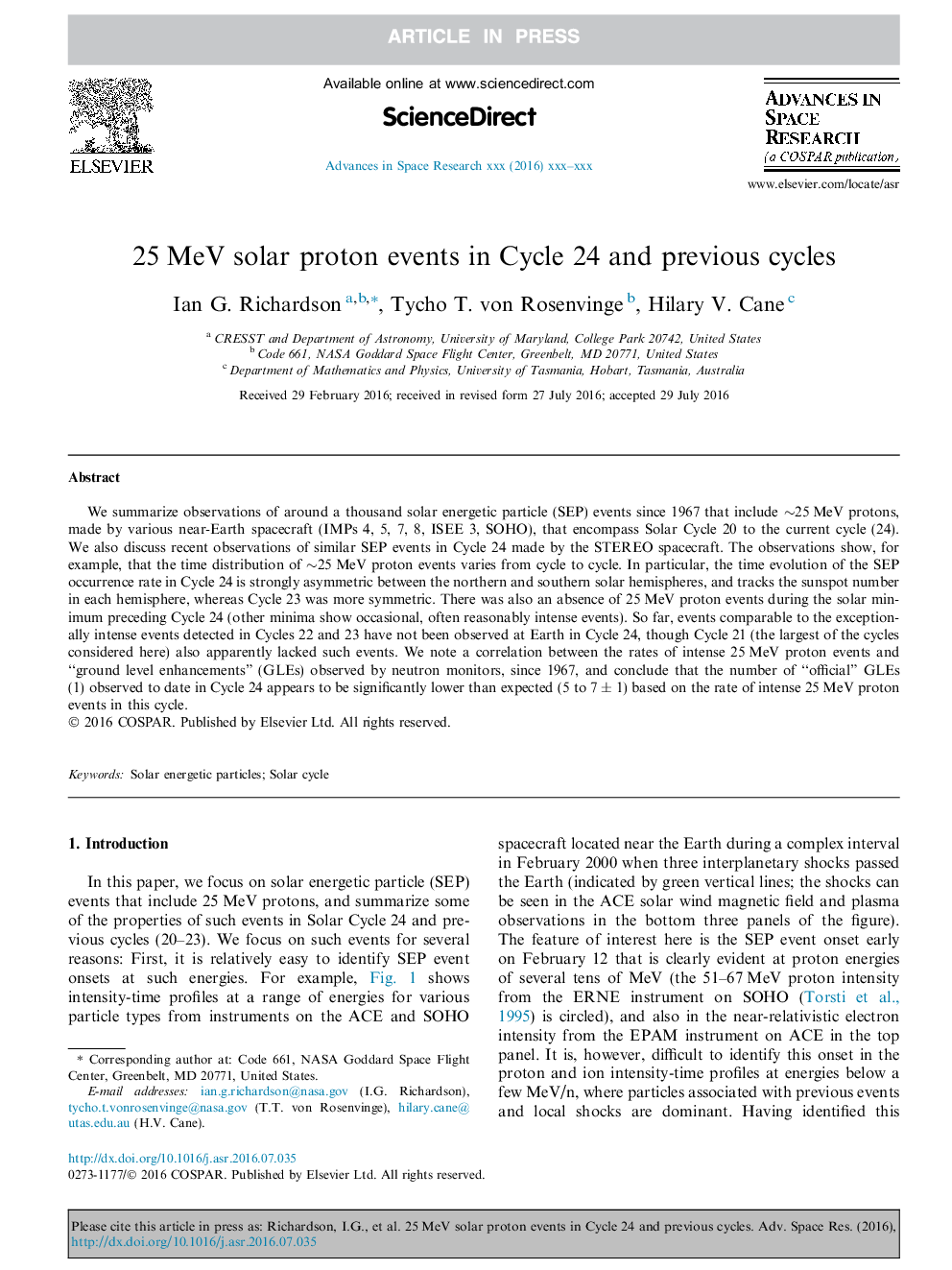 25Â MeV solar proton events in Cycle 24 and previous cycles