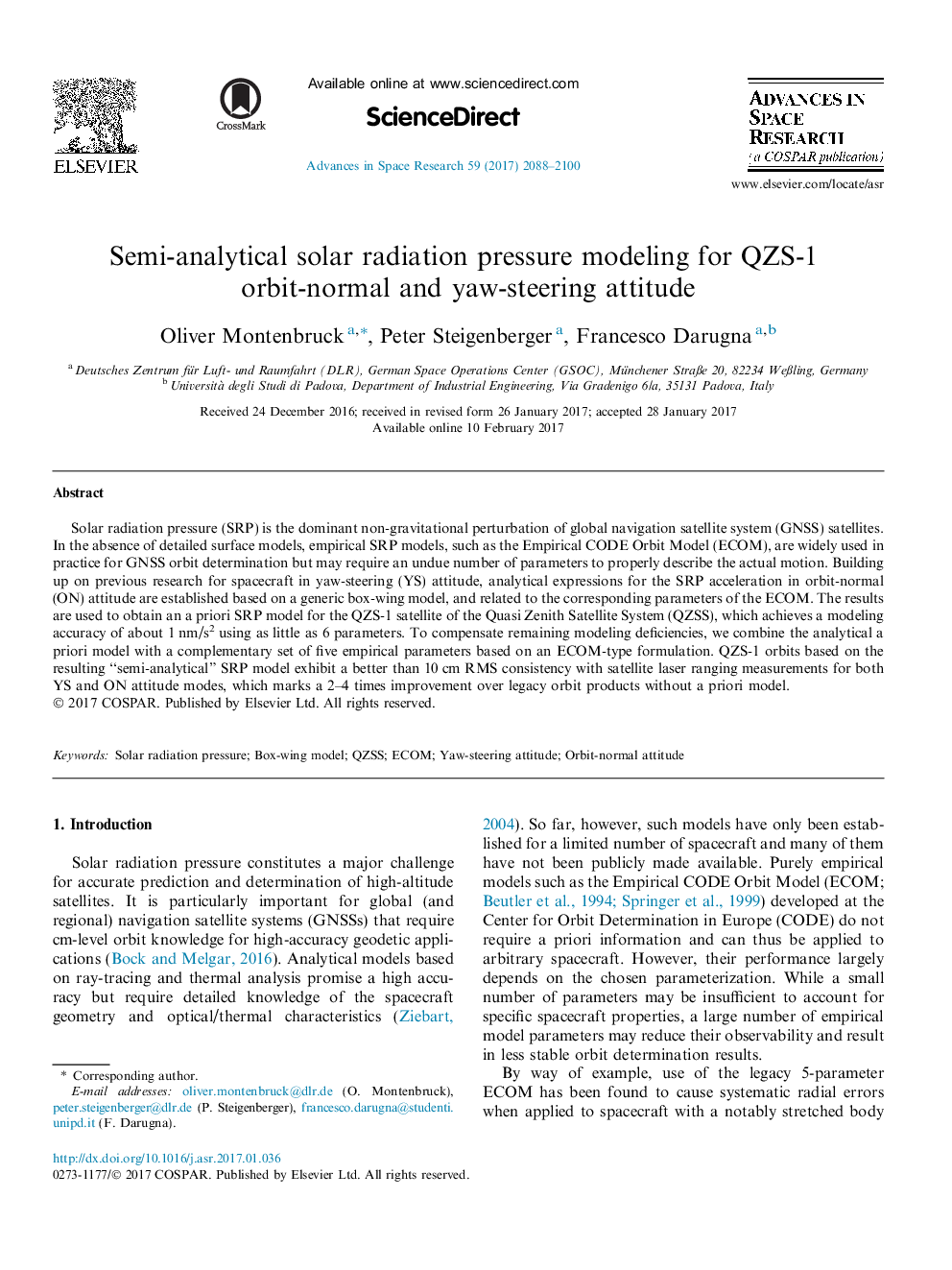 Semi-analytical solar radiation pressure modeling for QZS-1 orbit-normal and yaw-steering attitude