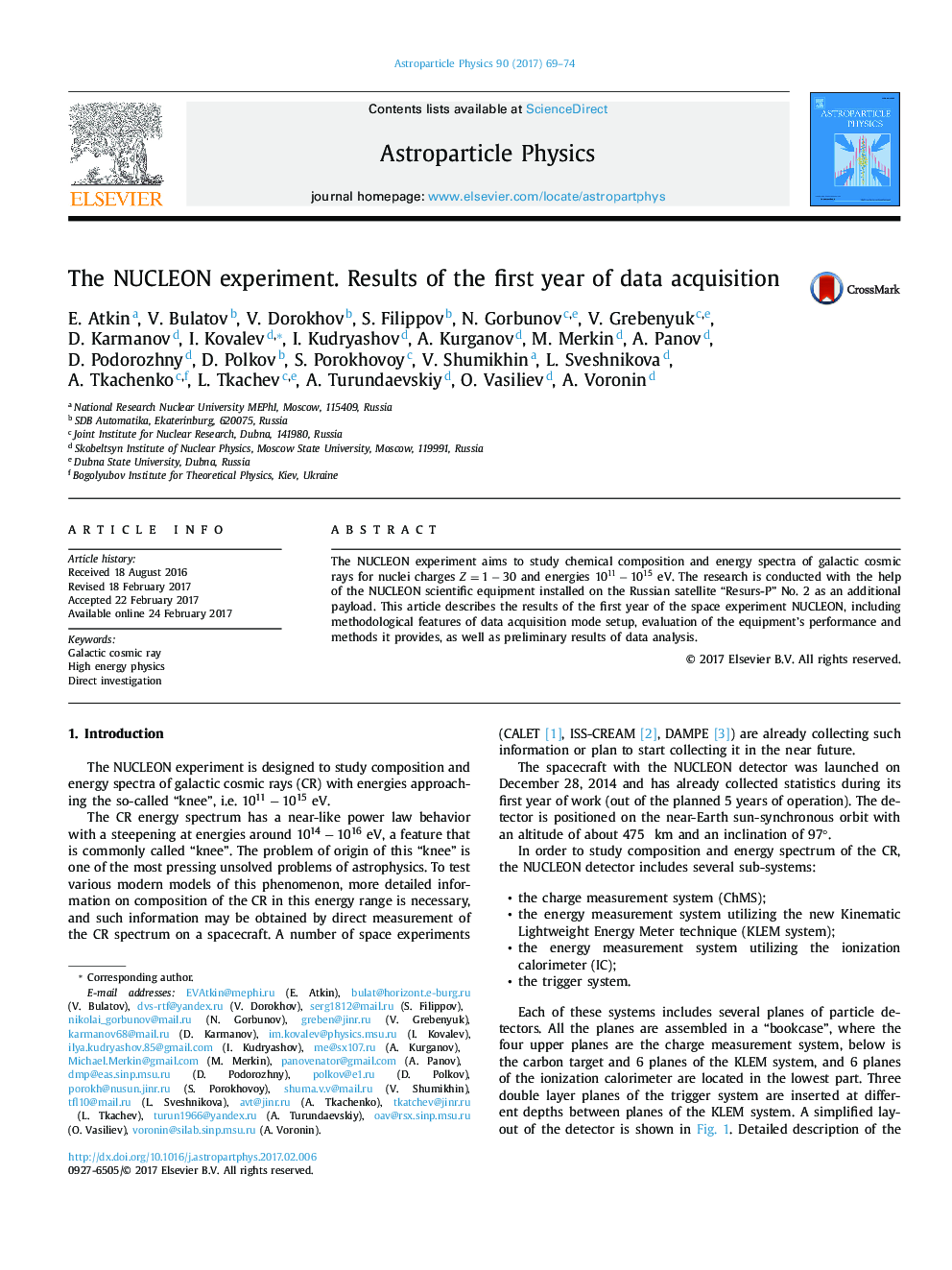 The NUCLEON experiment. Results of the first year of data acquisition