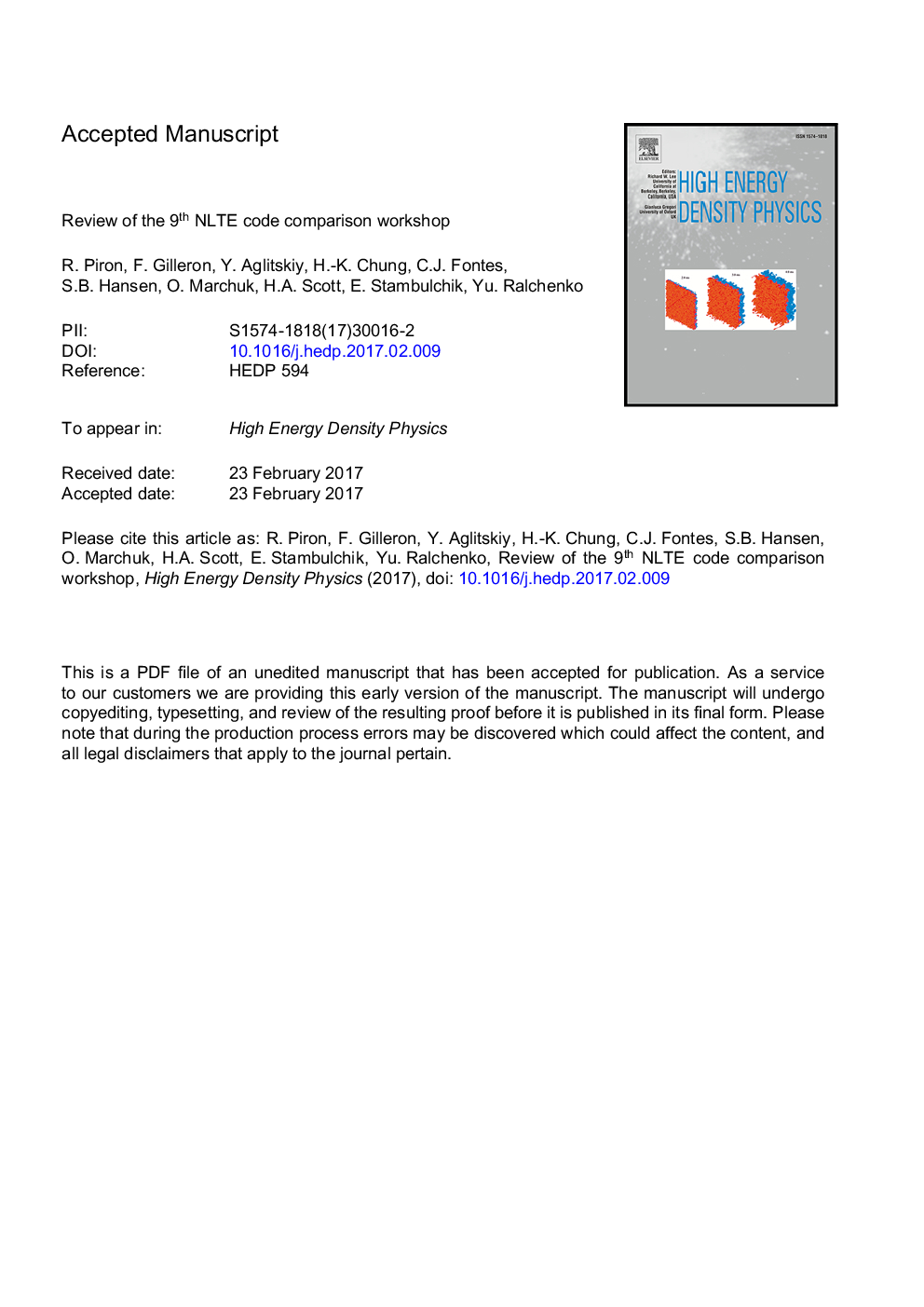 Review of the 9th NLTE code comparison workshop