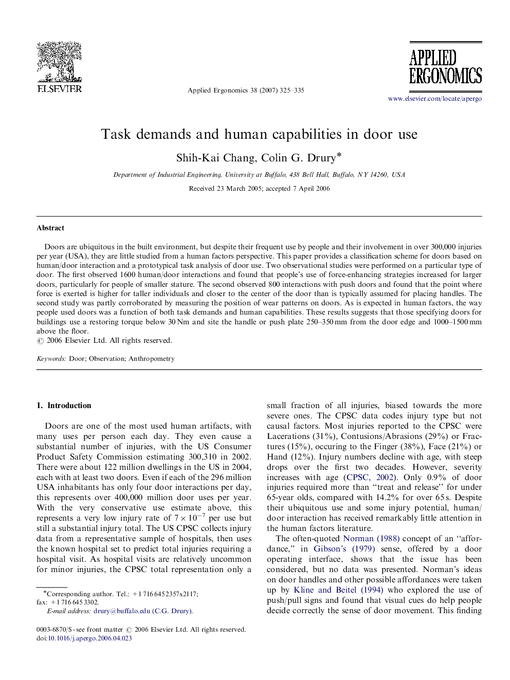 Task demands and human capabilities in door use