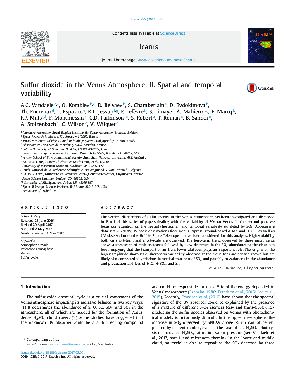 Sulfur dioxide in the Venus Atmosphere: II. Spatial and temporal variability