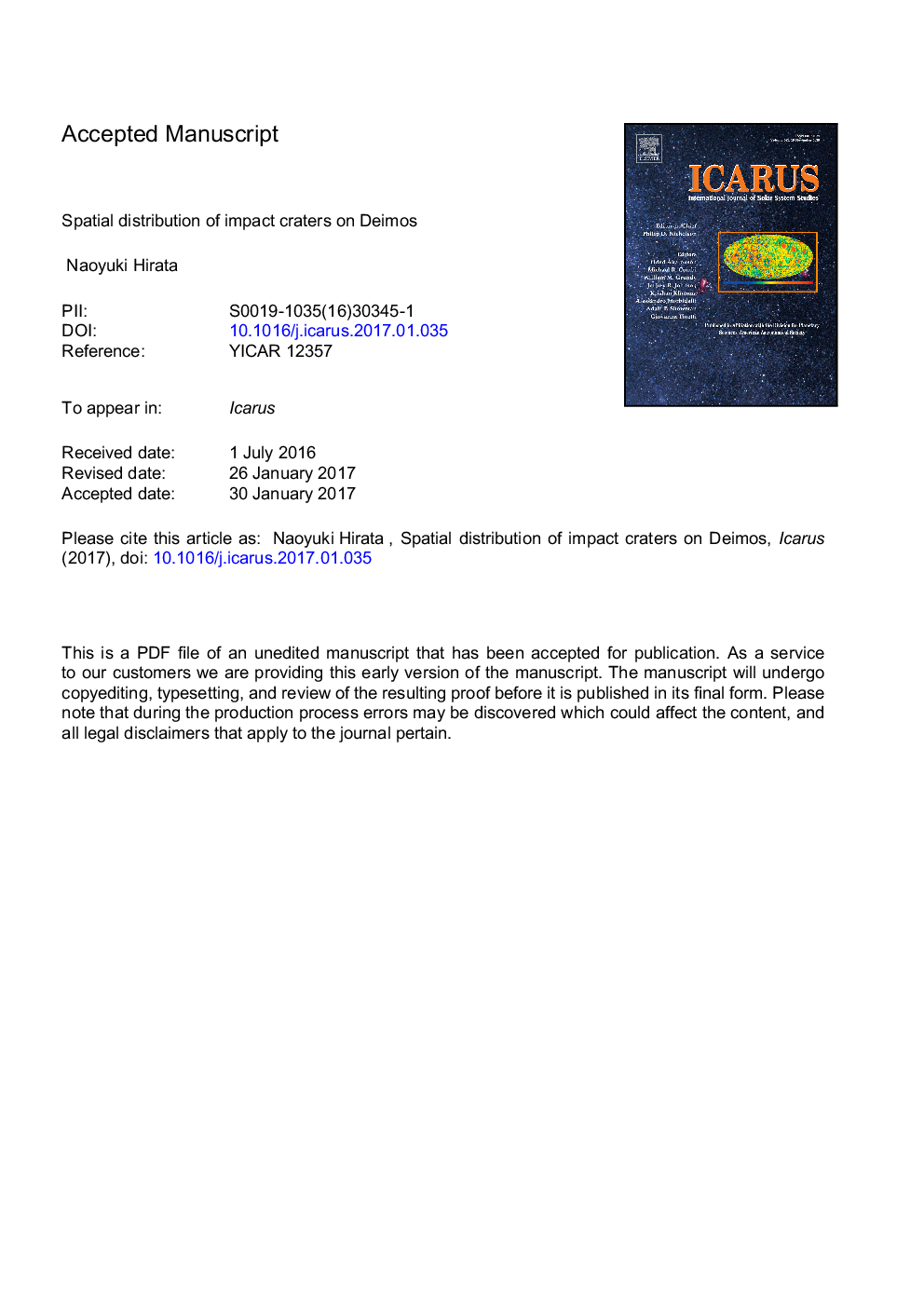 توزیع فضایی دهانه ضربه بر روی دییموس 