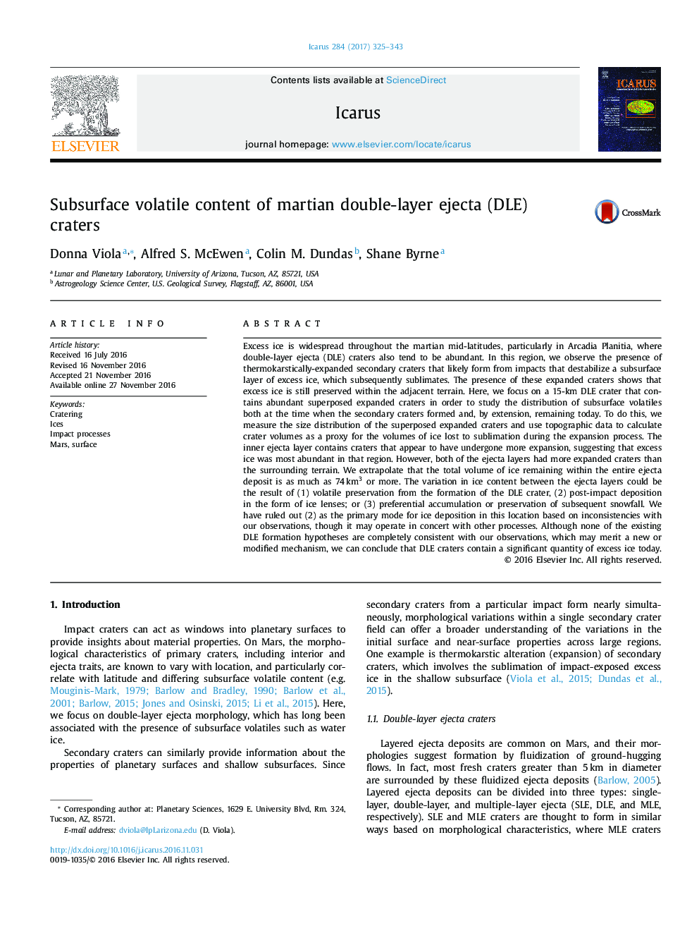 Subsurface volatile content of martian double-layer ejecta (DLE) craters