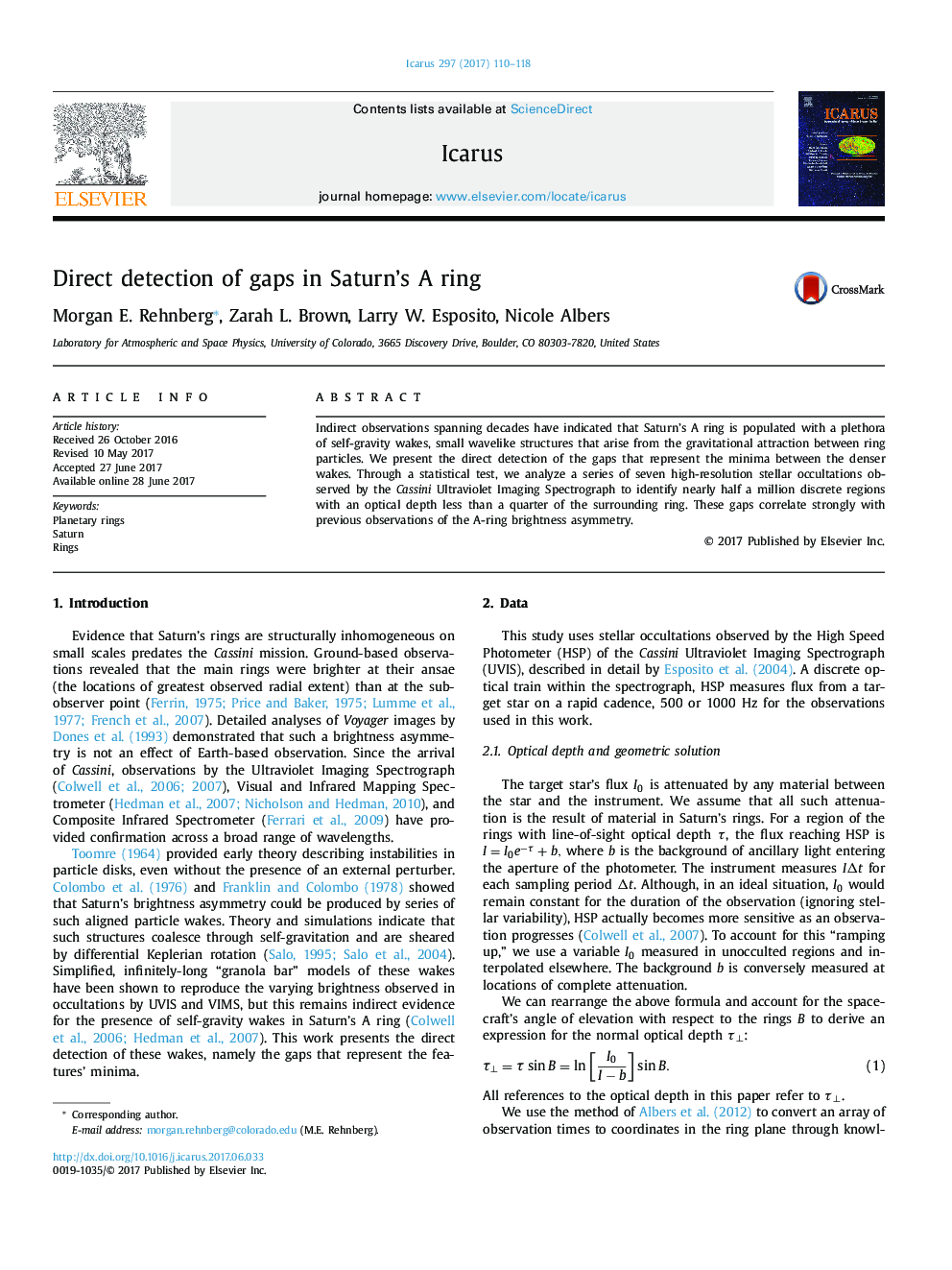 Direct detection of gaps in Saturn's A ring