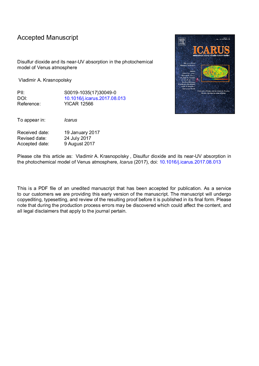 Disulfur dioxide and its near-UV absorption in the photochemical model of Venus atmosphere