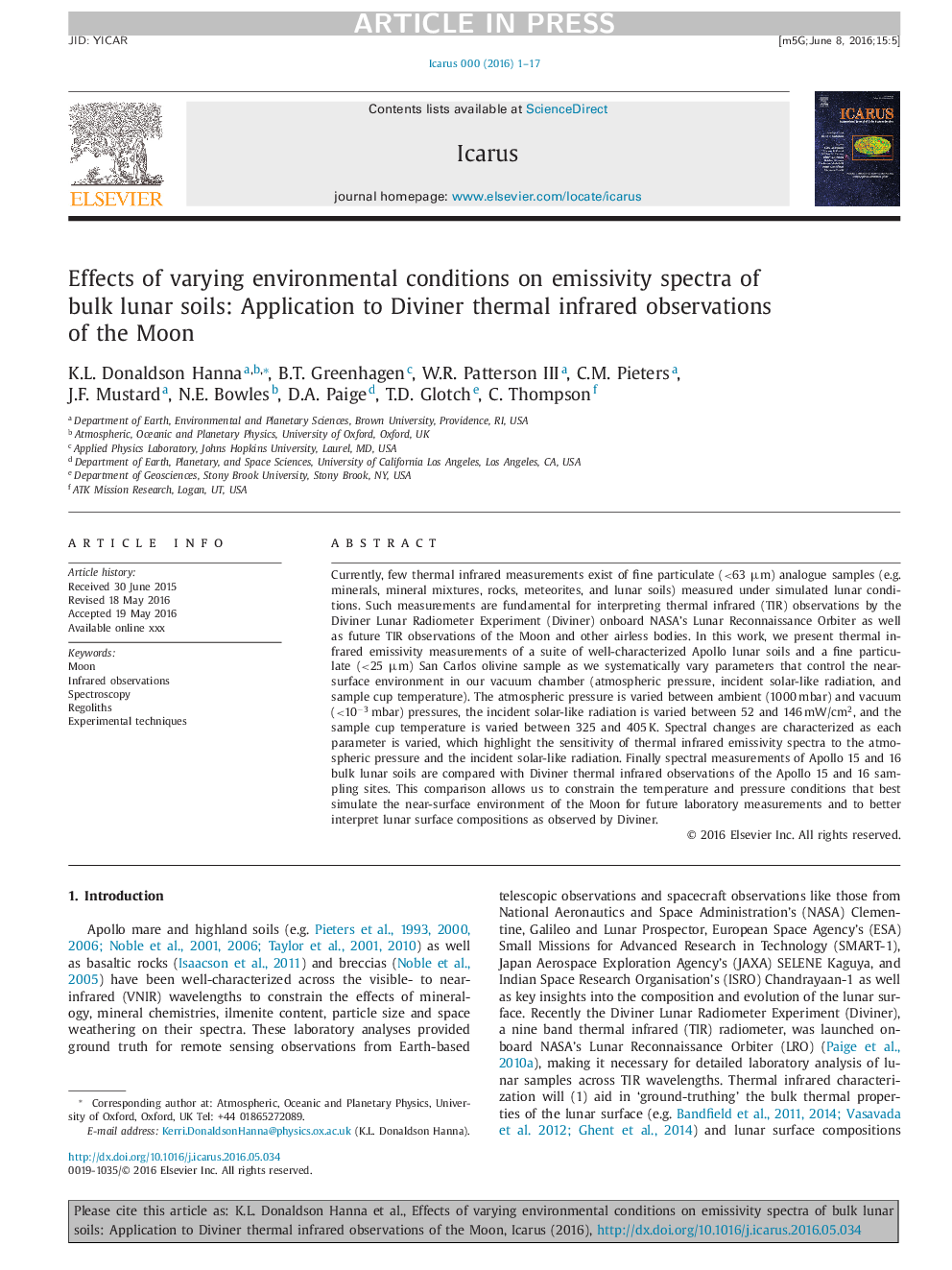 Effects of varying environmental conditions on emissivity spectra of bulk lunar soils: Application to Diviner thermal infrared observations of the Moon