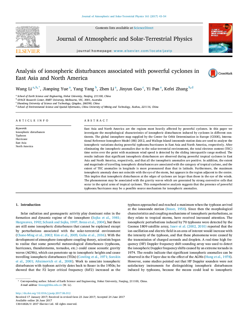 Analysis of ionospheric disturbances associated with powerful cyclones in East Asia and North America