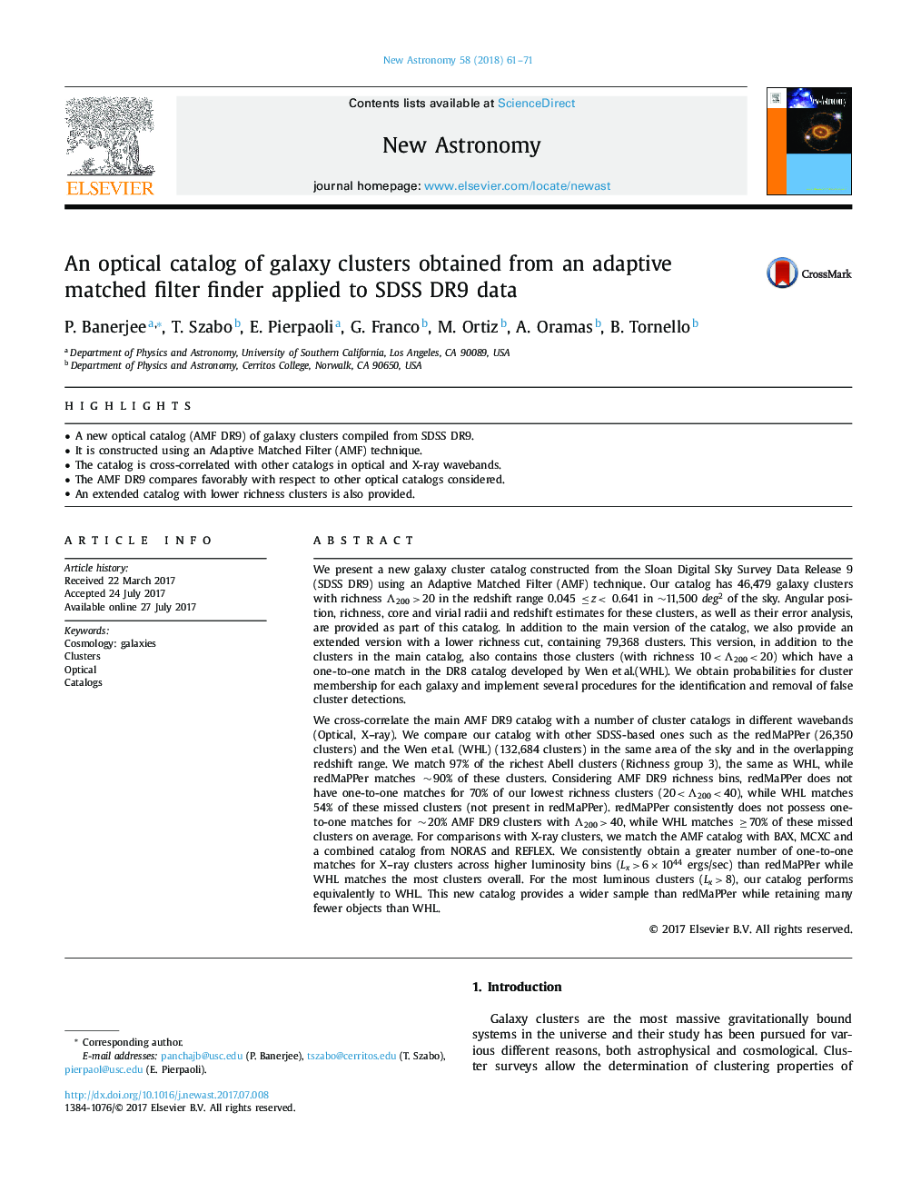 An optical catalog of galaxy clusters obtained from an adaptive matched filter finder applied to SDSS DR9 data