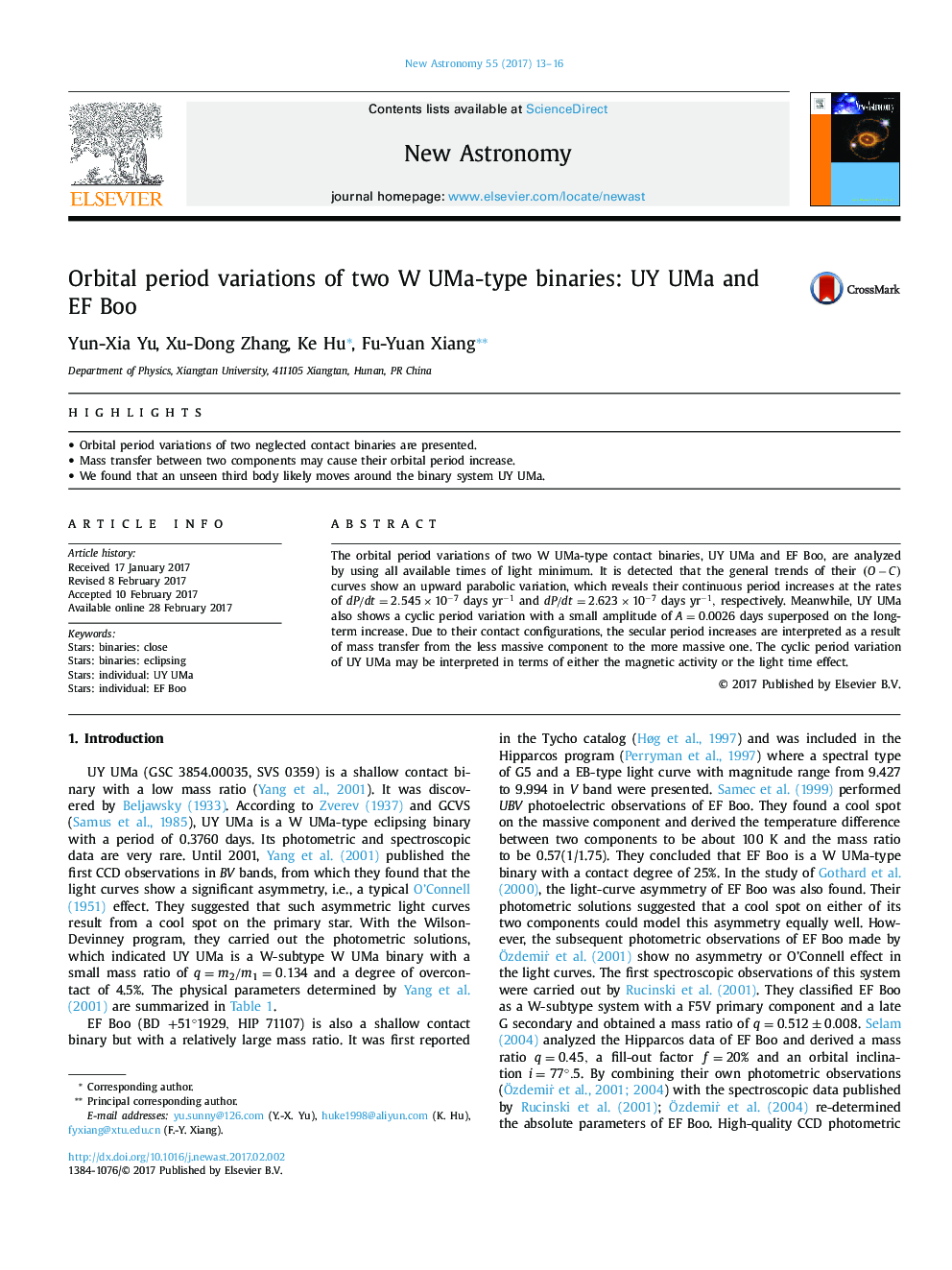 Orbital period variations of two W UMa-type binaries: UY UMa and EF Boo