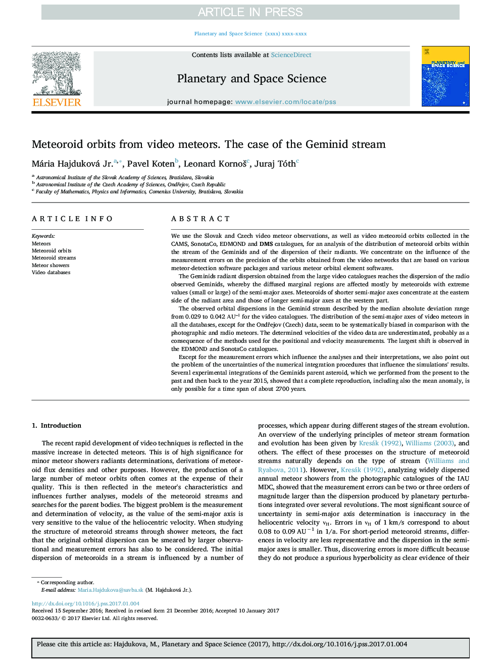 Meteoroid orbits from video meteors. The case of the Geminid stream