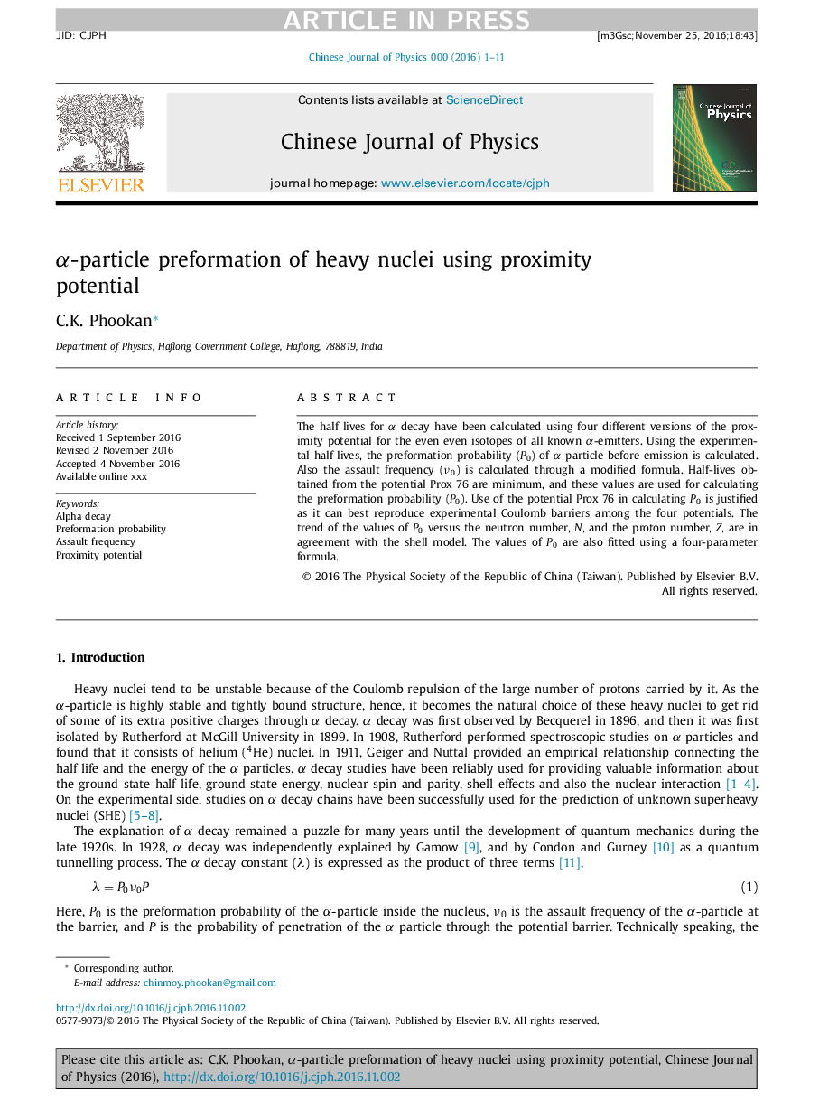 Î±-particle preformation of heavy nuclei using proximity potential