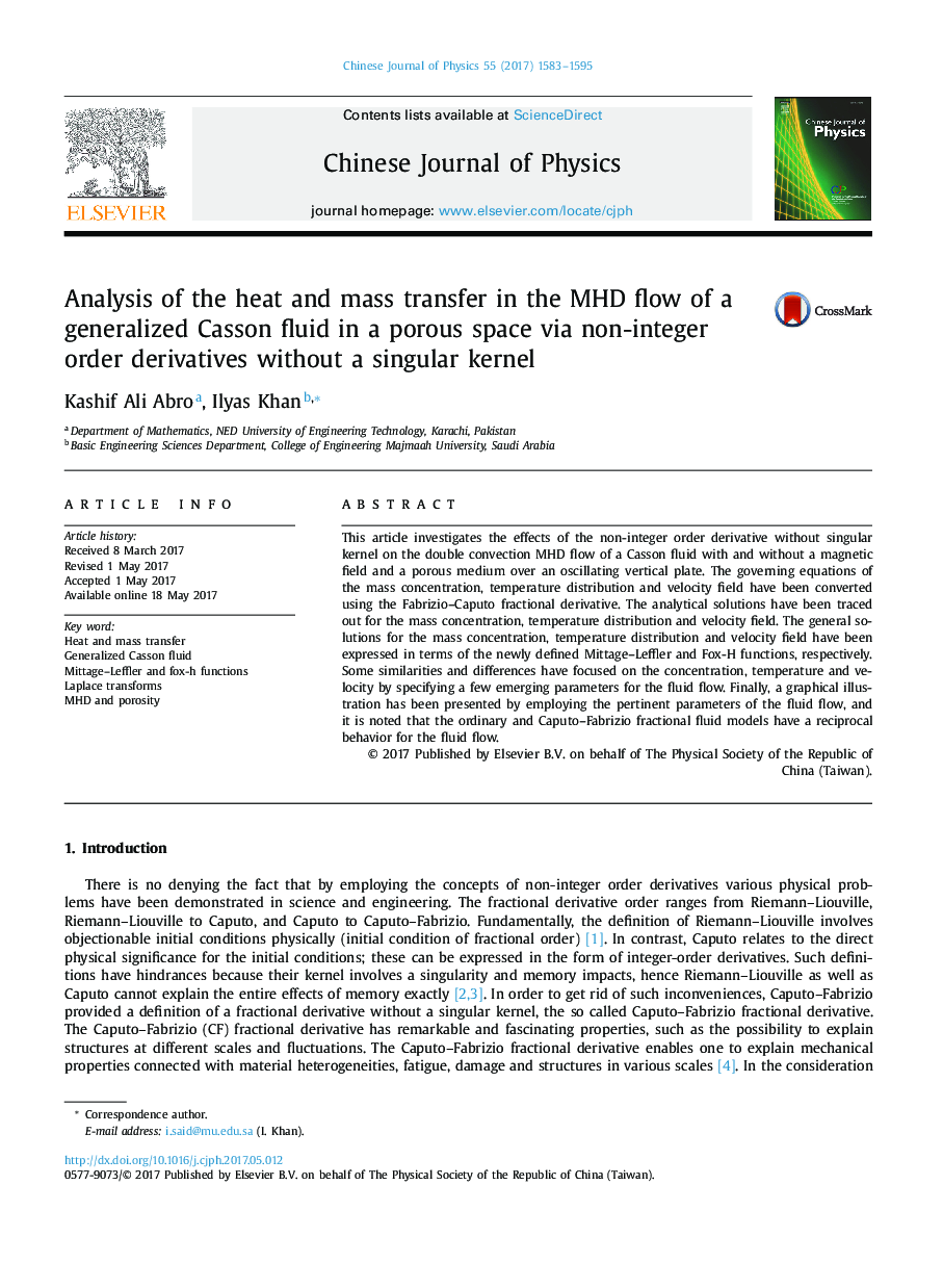 Analysis of the heat and mass transfer in the MHD flow of a generalized Casson fluid in a porous space via non-integer order derivatives without a singular kernel