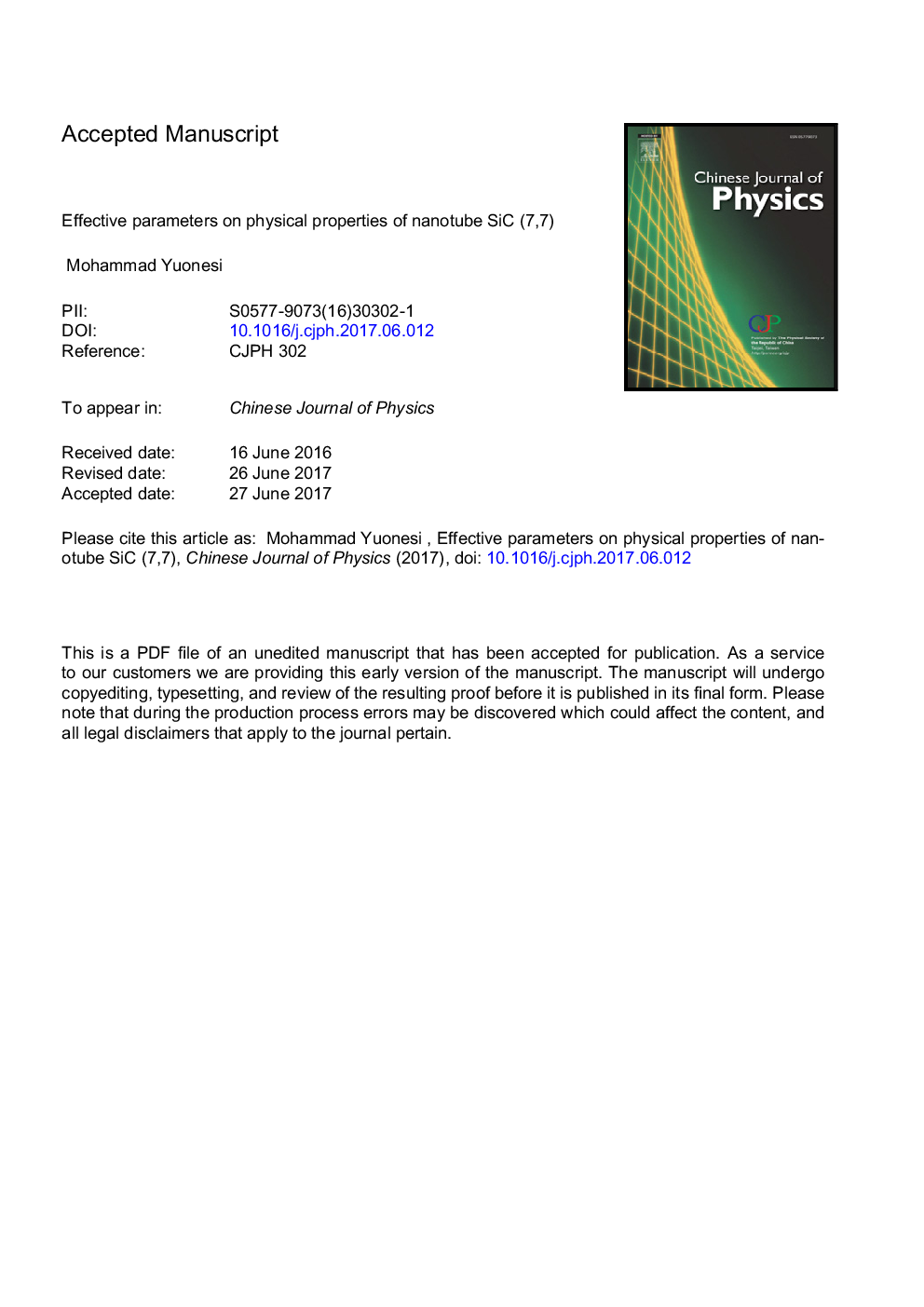 Effective parameters on physical properties of nanotube SiC (7,7)