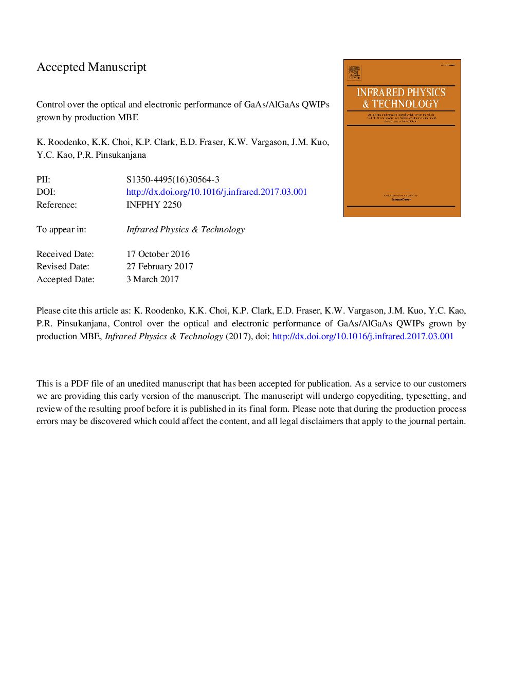 Control over the optical and electronic performance of GaAs/AlGaAs QWIPs grown by production MBE