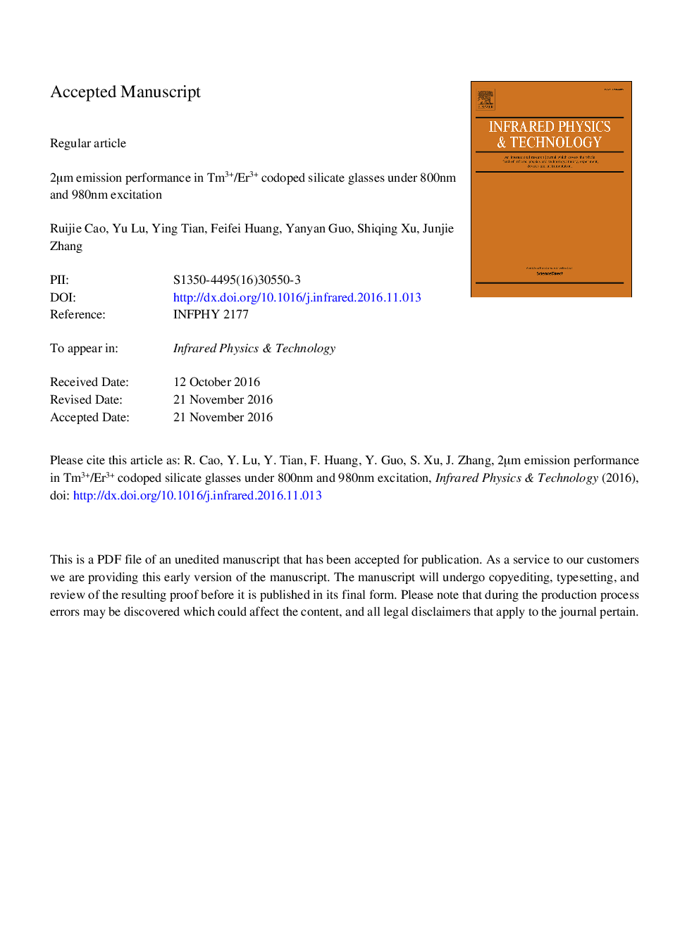 2Â Î¼m emission performance in Tm3+/Er3+ codoped silicate glasses under 800Â nm and 980Â nm excitation