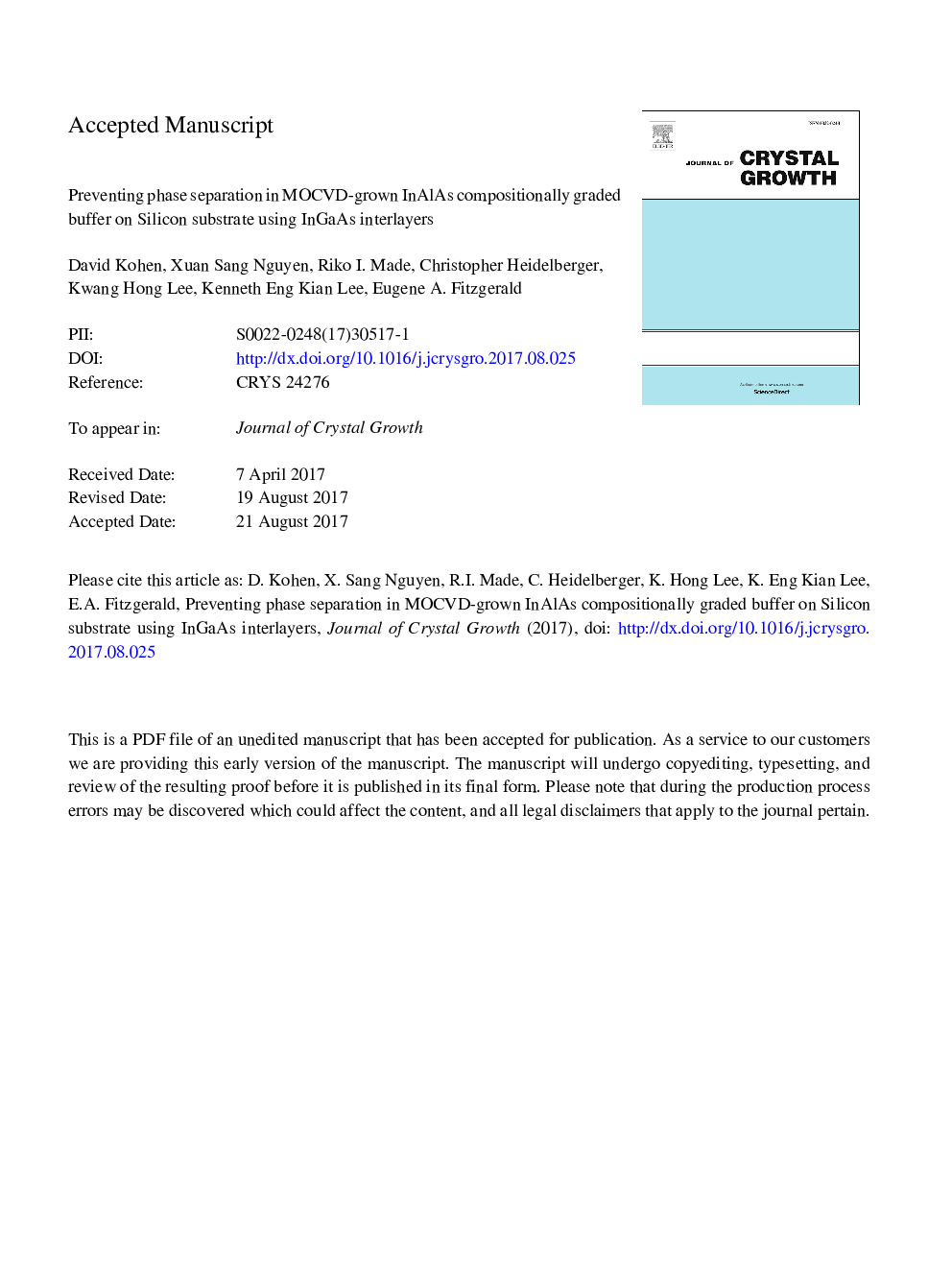 Preventing phase separation in MOCVD-grown InAlAs compositionally graded buffer on silicon substrate using InGaAs interlayers