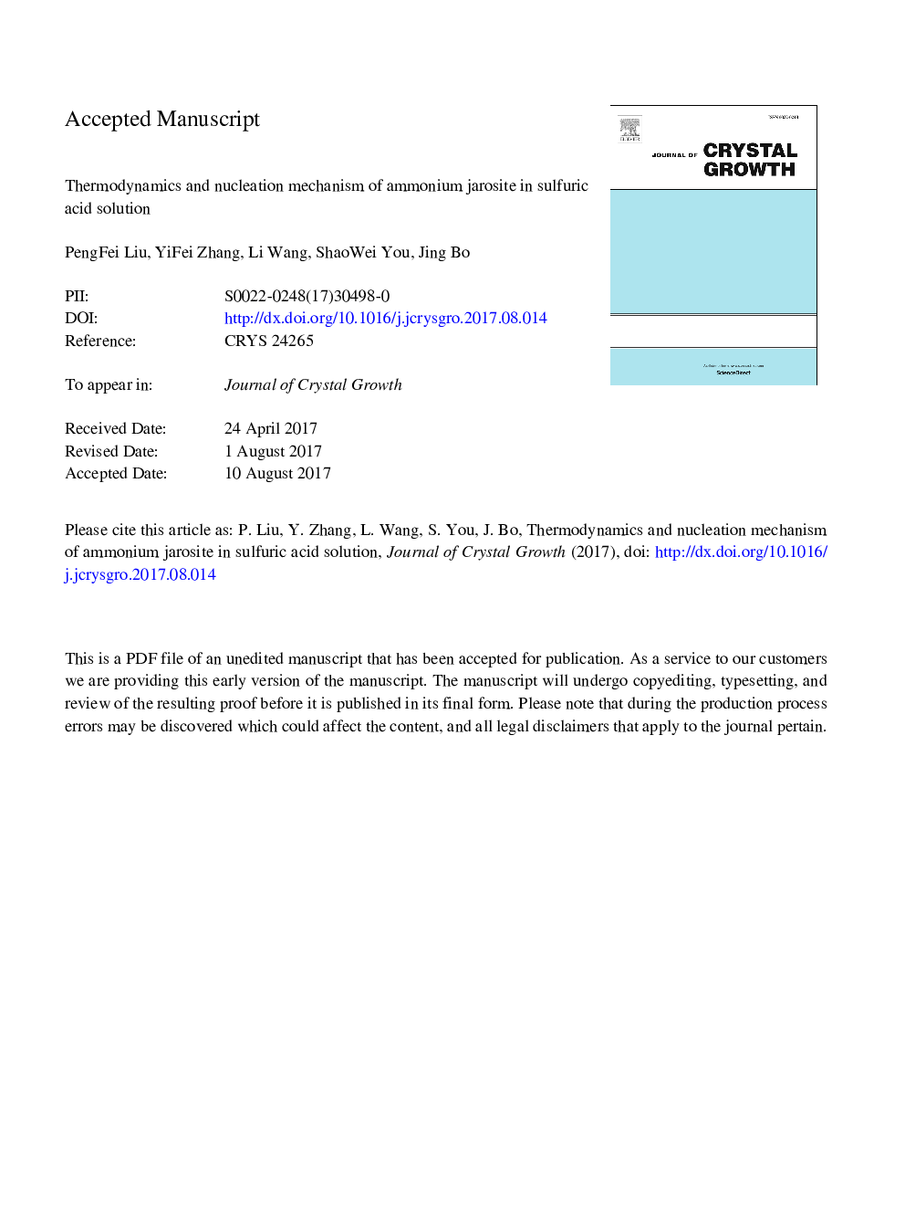 ترمودینامیک و مکانیزم مولکولی یاروسیت آمونیوم در محلول اسید سولفوریک 