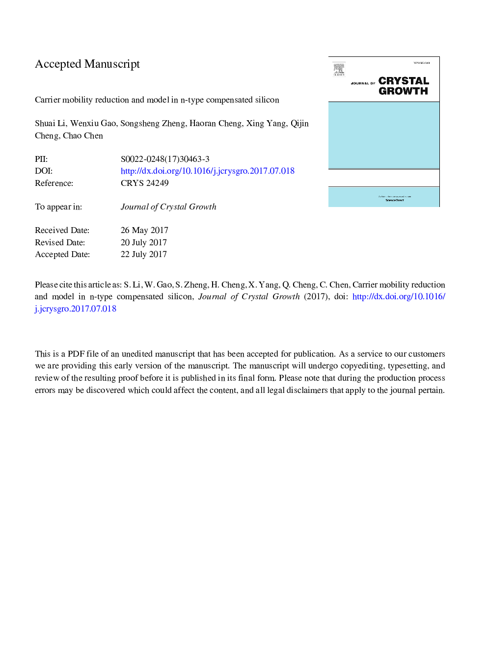 Carrier mobility reduction and model in n-type compensated silicon