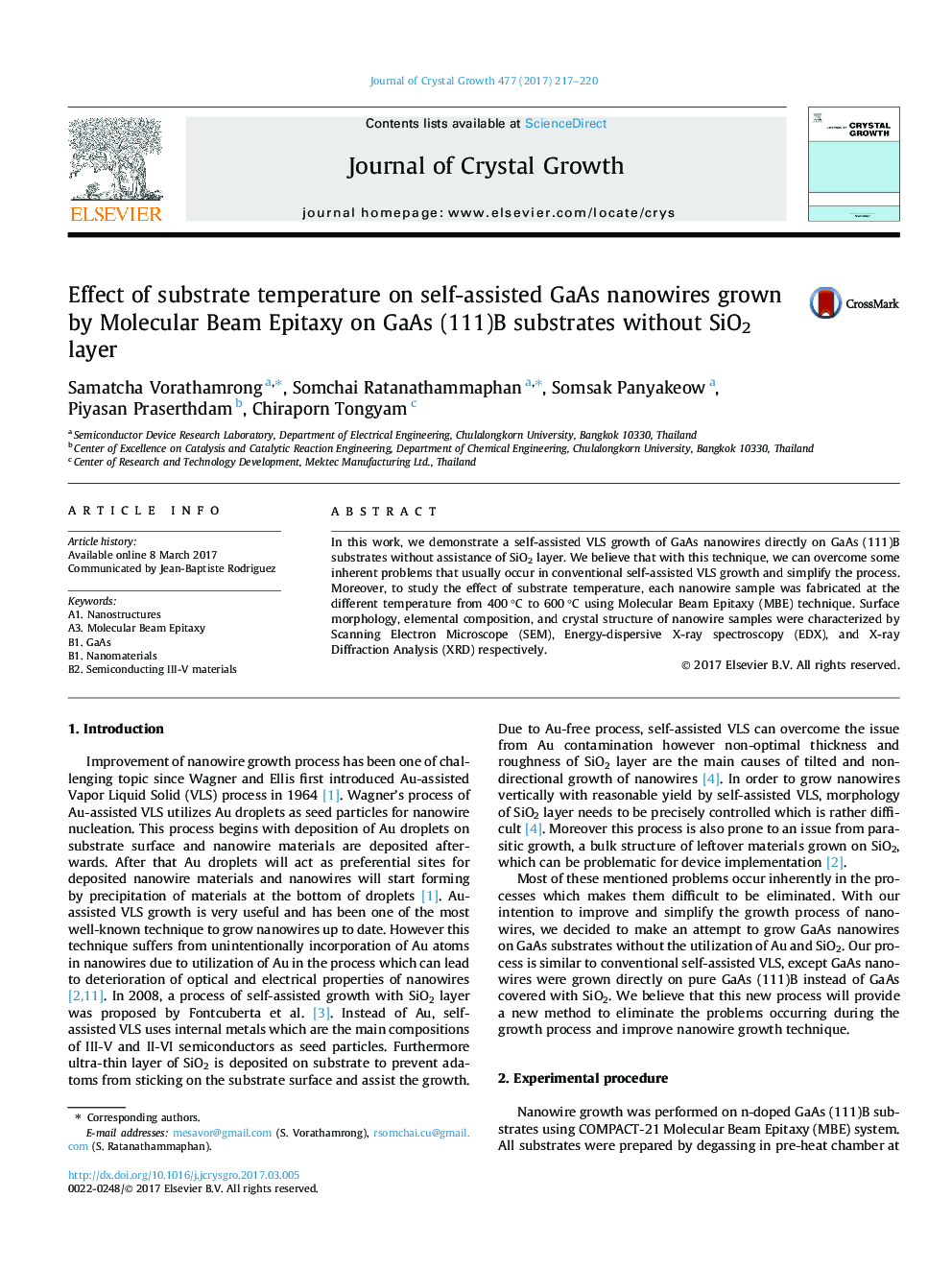 Effect of substrate temperature on self-assisted GaAs nanowires grown by Molecular Beam Epitaxy on GaAs (111)B substrates without SiO2 layer