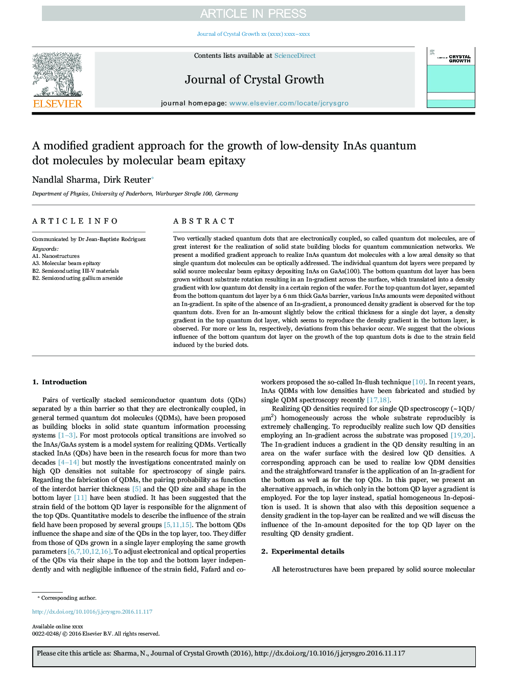 A modified gradient approach for the growth of low-density InAs quantum dot molecules by molecular beam epitaxy