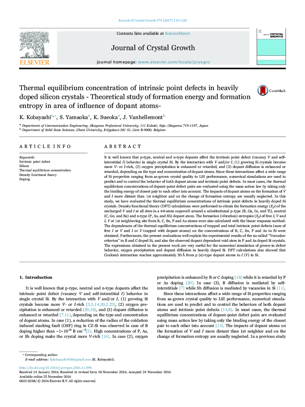 Thermal equilibrium concentration of intrinsic point defects in heavily doped silicon crystals - Theoretical study of formation energy and formation entropy in area of influence of dopant atoms-