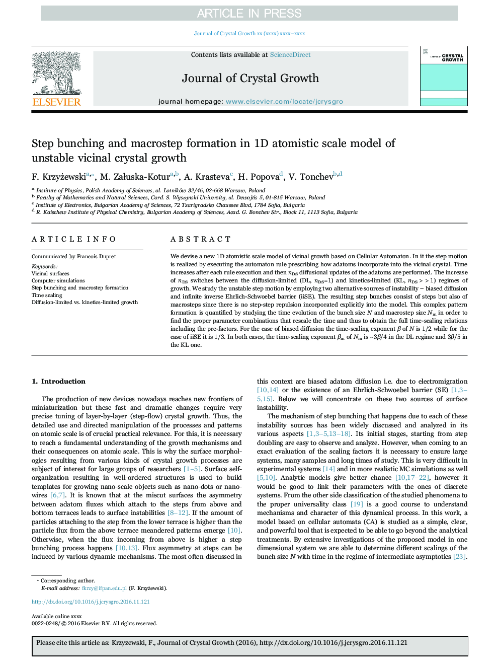 Step bunching and macrostep formation in 1D atomistic scale model of unstable vicinal crystal growth