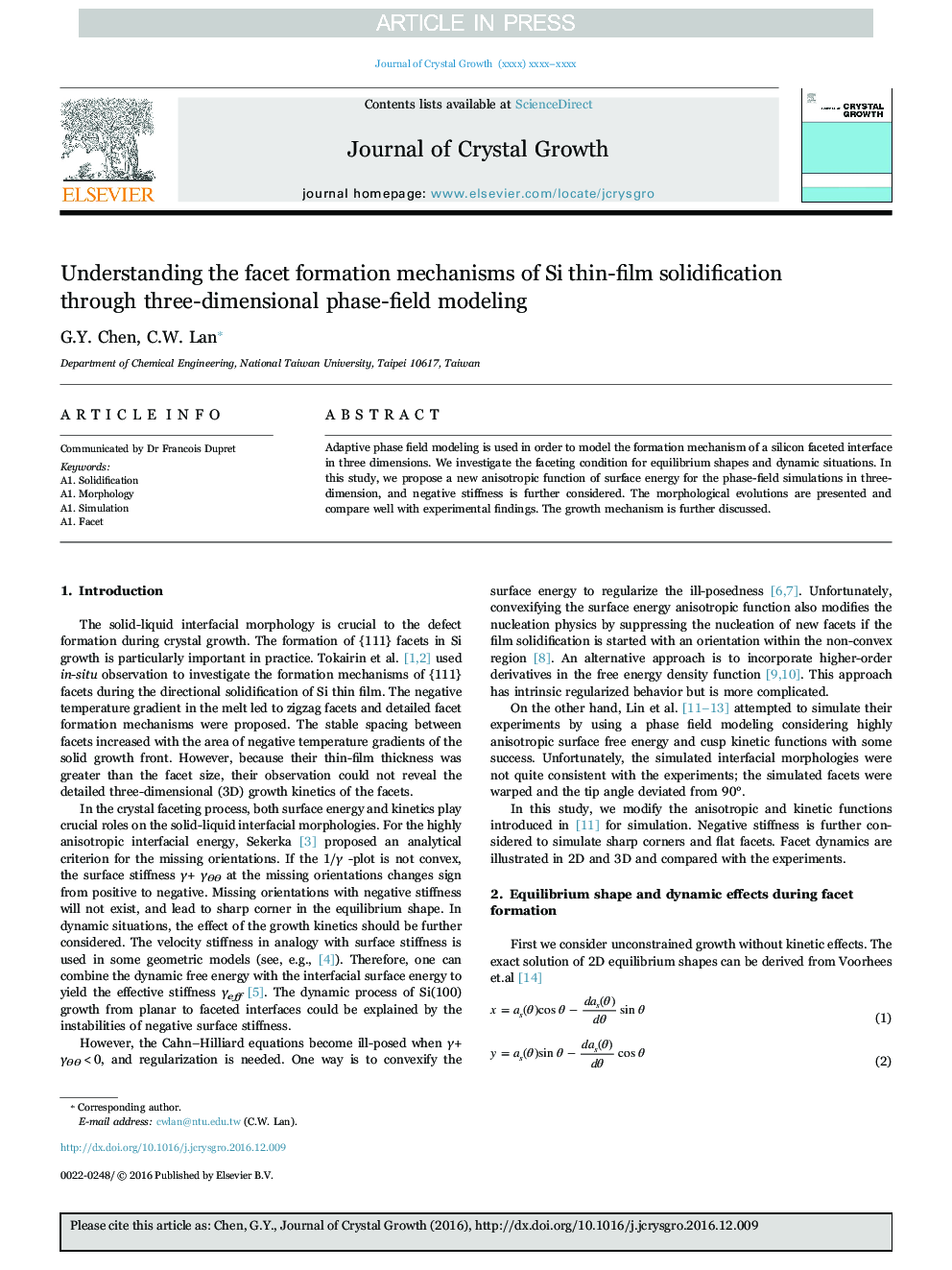 Understanding the facet formation mechanisms of Si thin-film solidification through three-dimensional phase-field modeling