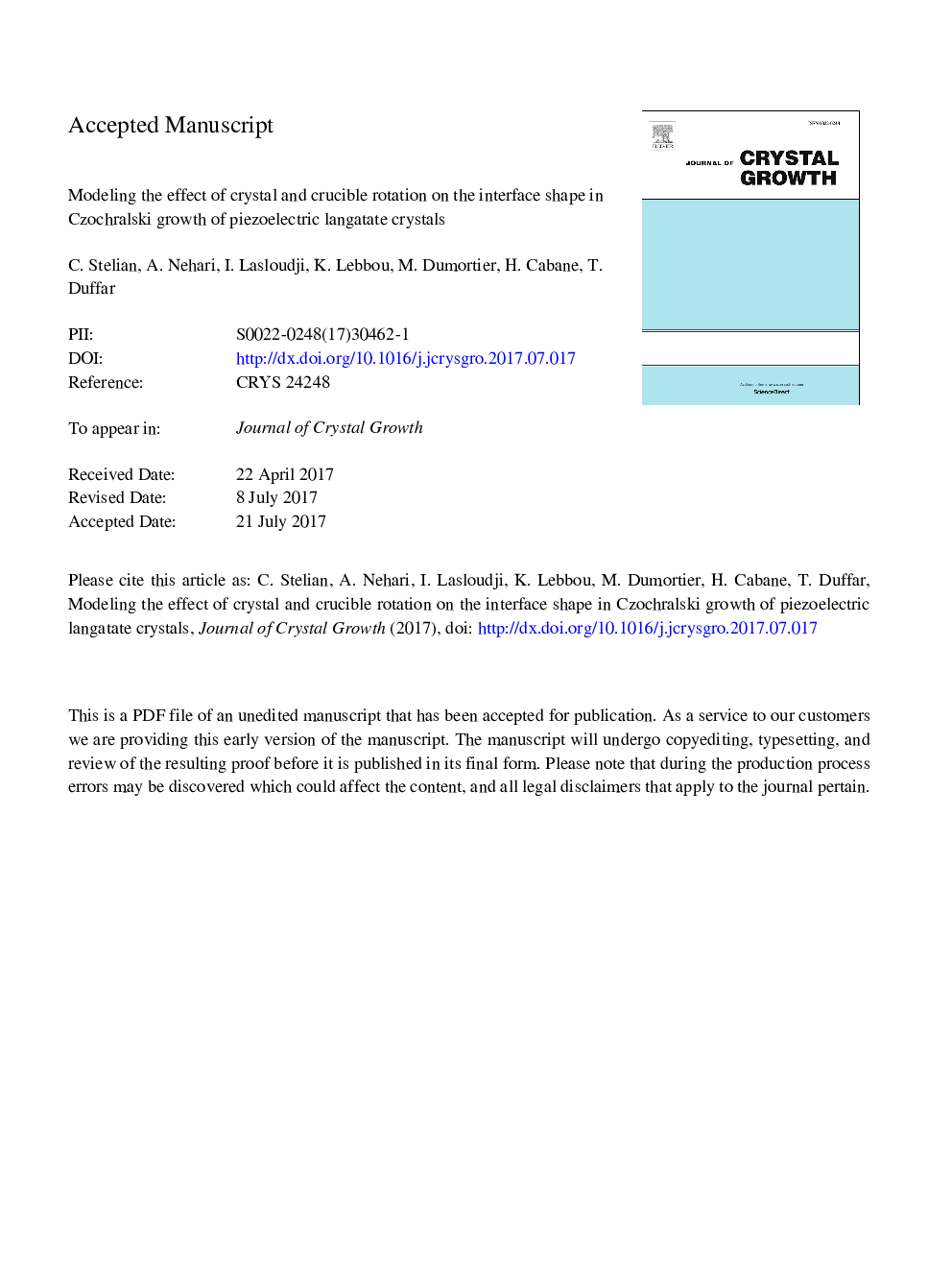 Modeling the effect of crystal and crucible rotation on the interface shape in Czochralski growth of piezoelectric langatate crystals