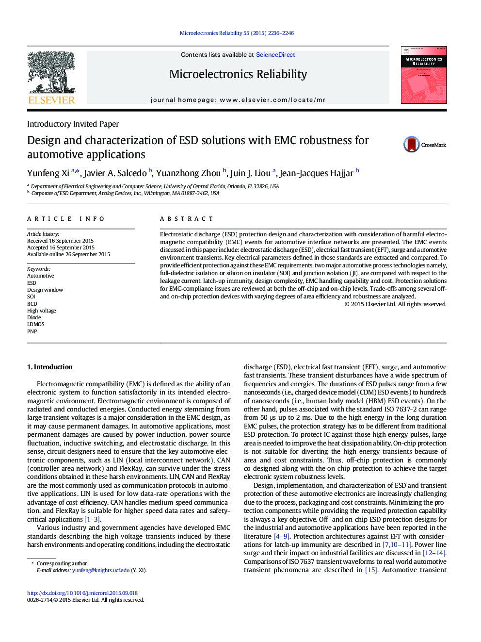 Design and characterization of ESD solutions with EMC robustness for automotive applications