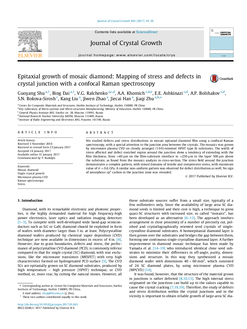 رشد اپتیکسال الماس موزائیک: نقشه برداری از تنش و نقص در اتصال کریستال با طیف سنجی رامان کانکوکال 