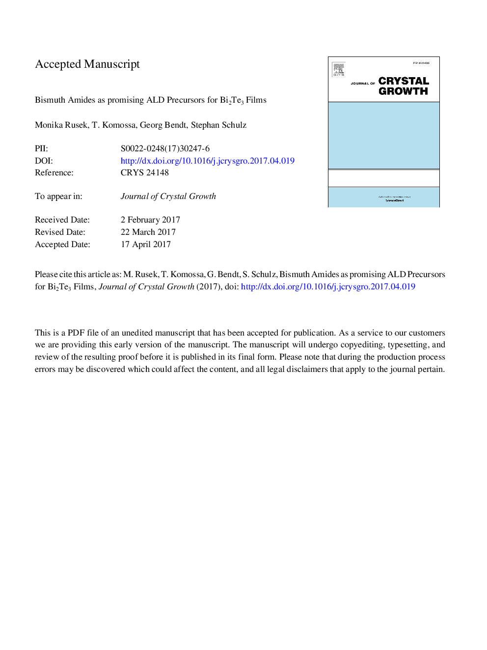 Bismuth amides as promising ALD precursors for Bi2Te3 films