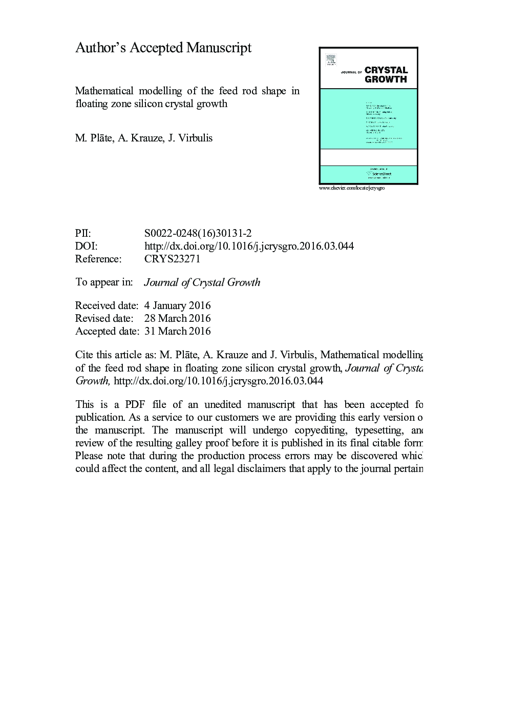 Mathematical modelling of the feed rod shape in floating zone silicon crystal growth