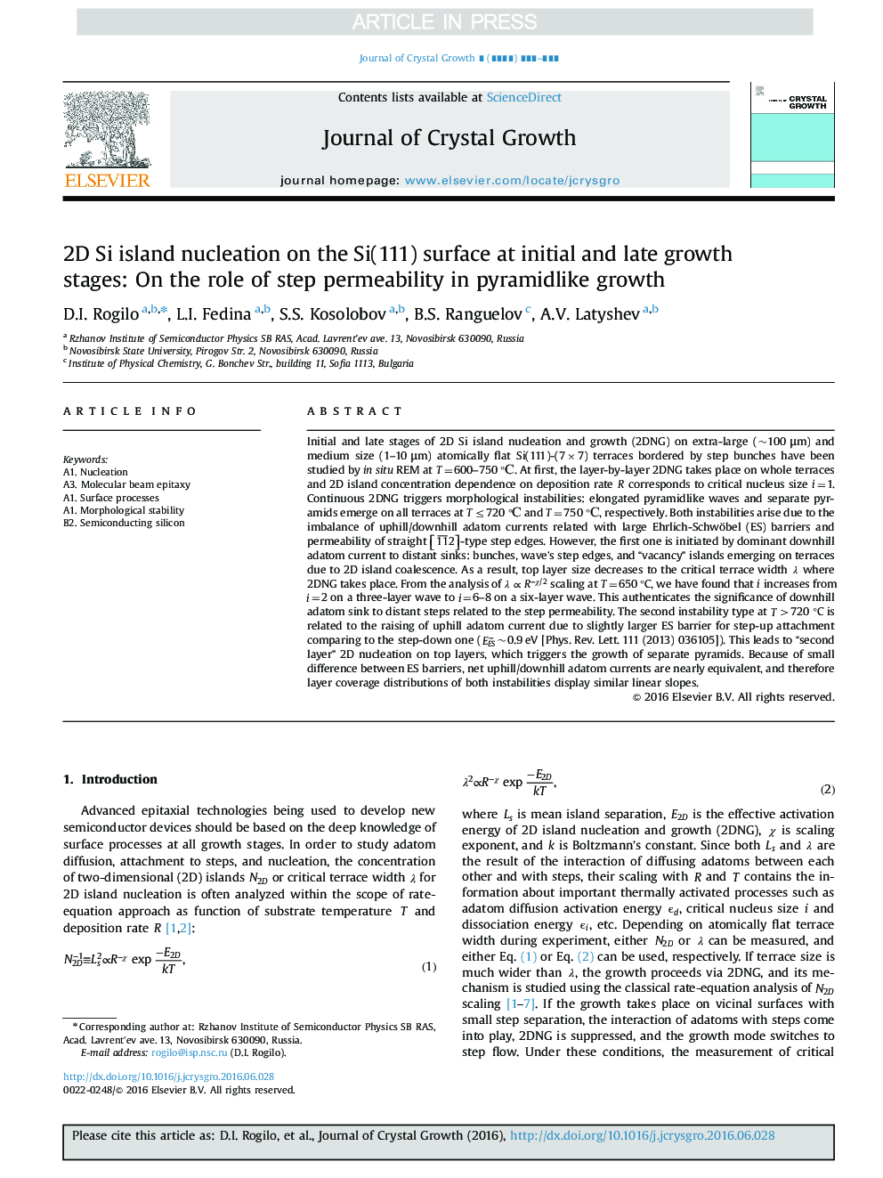 2D Si island nucleation on the Si(111) surface at initial and late growth stages: On the role of step permeability in pyramidlike growth