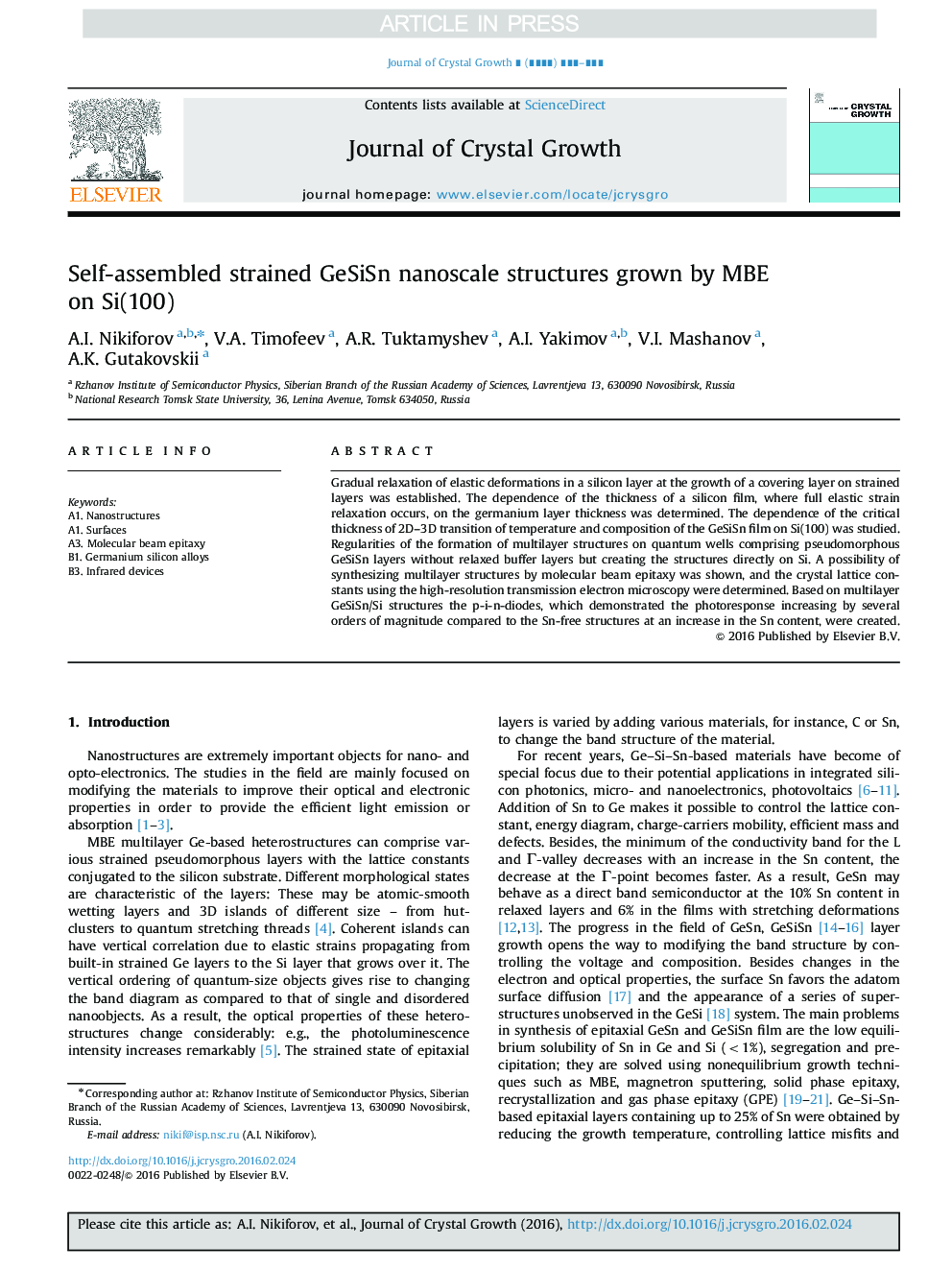 Self-assembled strained GeSiSn nanoscale structures grown by MBE on Si(100)