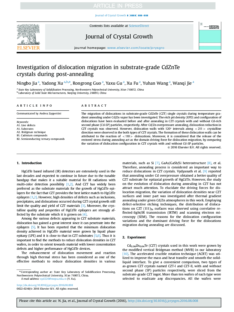 Investigation of dislocation migration in substrate-grade CdZnTe crystals during post-annealing