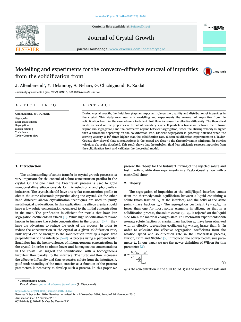 Modelling and experiments for the convecto-diffusive removal of impurities from the solidification front