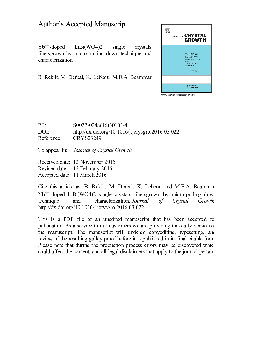 Yb3+-doped LiBi(WO4)2 single crystals fibers grown by micro-pulling down technique and characterization