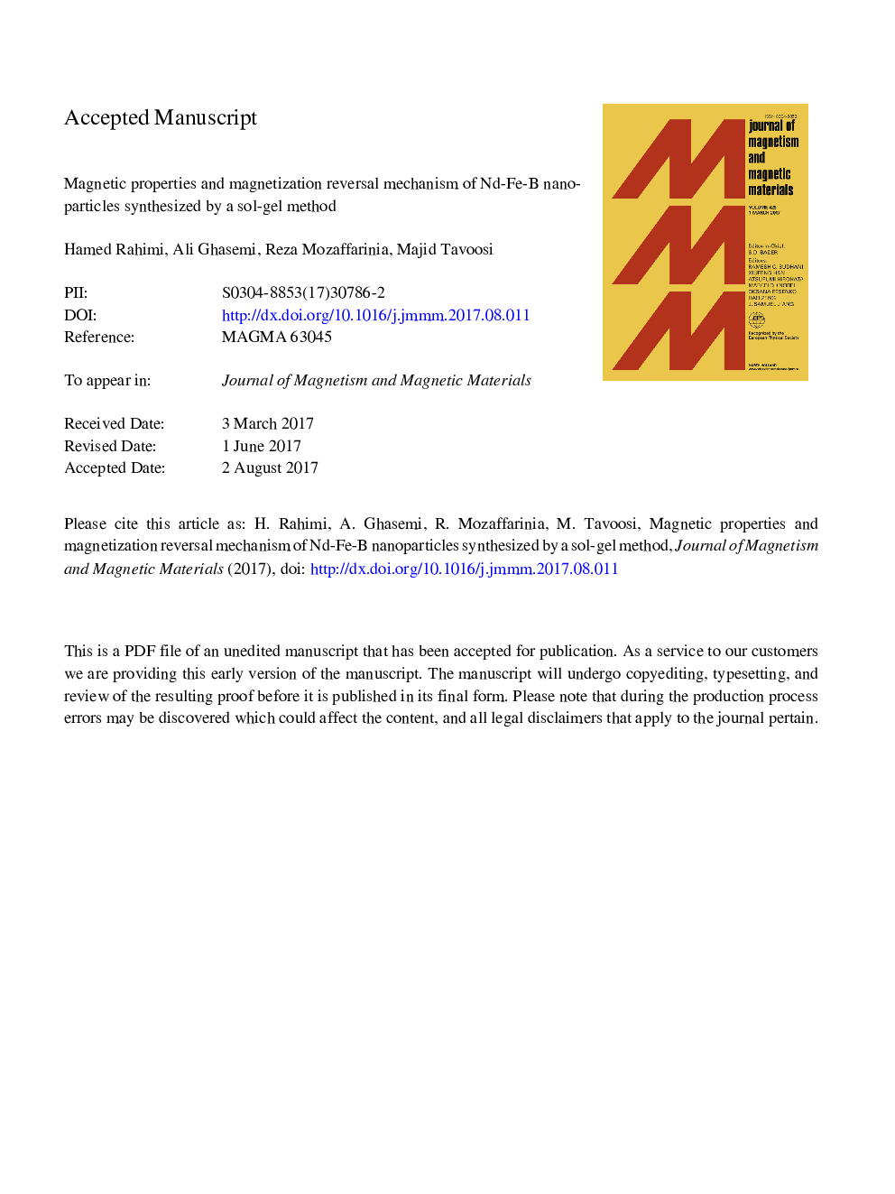 Magnetic properties and magnetization reversal mechanism of Nd-Fe-B nanoparticles synthesized by a sol-gel method