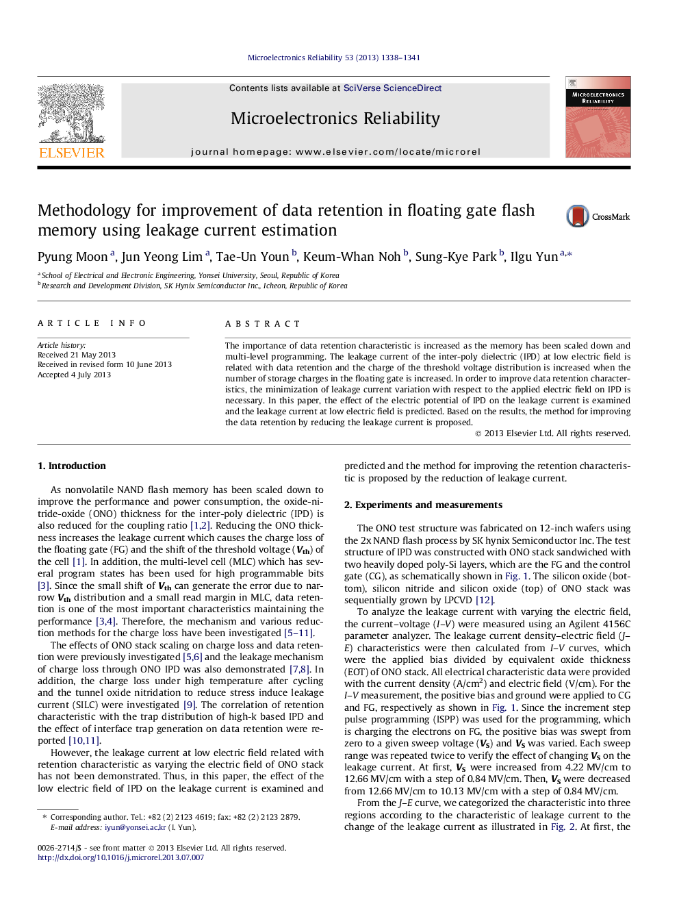 عکس صفحه اول مقاله: Methodology for improvement of data retention in floating gate flash memory using leakage current estimation Methodology for improvement of data retention in floating gate flash memory using leakage current estimation