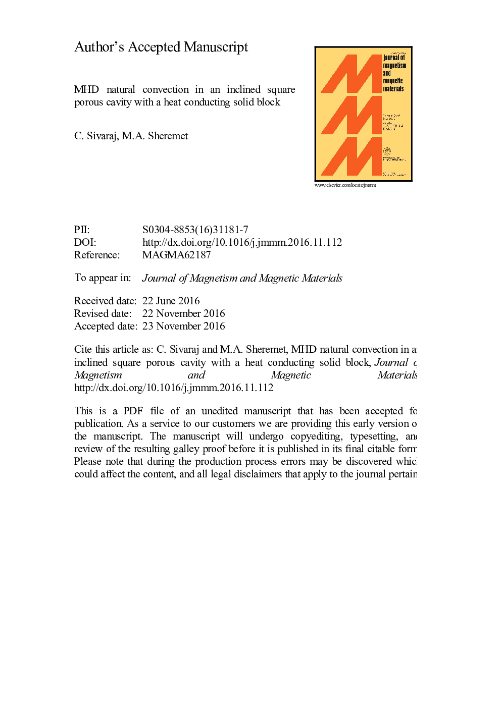 MHD natural convection in an inclined square porous cavity with a heat conducting solid block