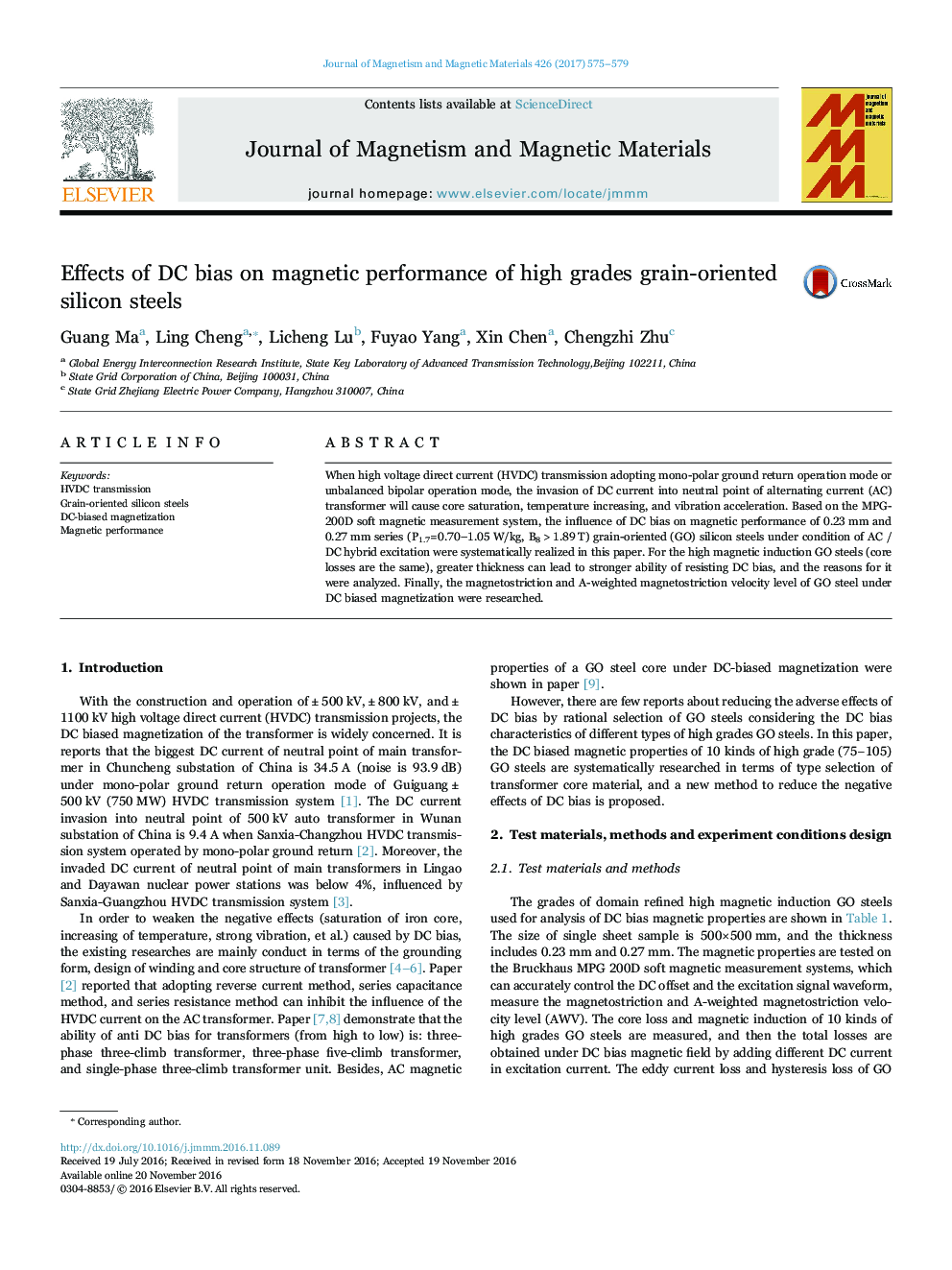 Effects of DC bias on magnetic performance of high grades grain-oriented silicon steels