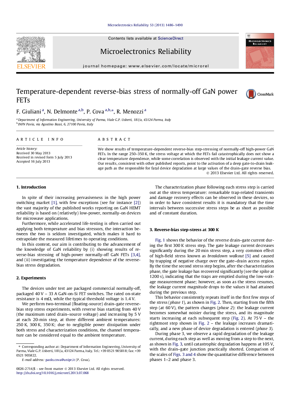 عکس صفحه اول مقاله: Temperature-dependent reverse-bias stress of normally-off GaN power FETs Temperature-dependent reverse-bias stress of normally-off GaN power FETs
