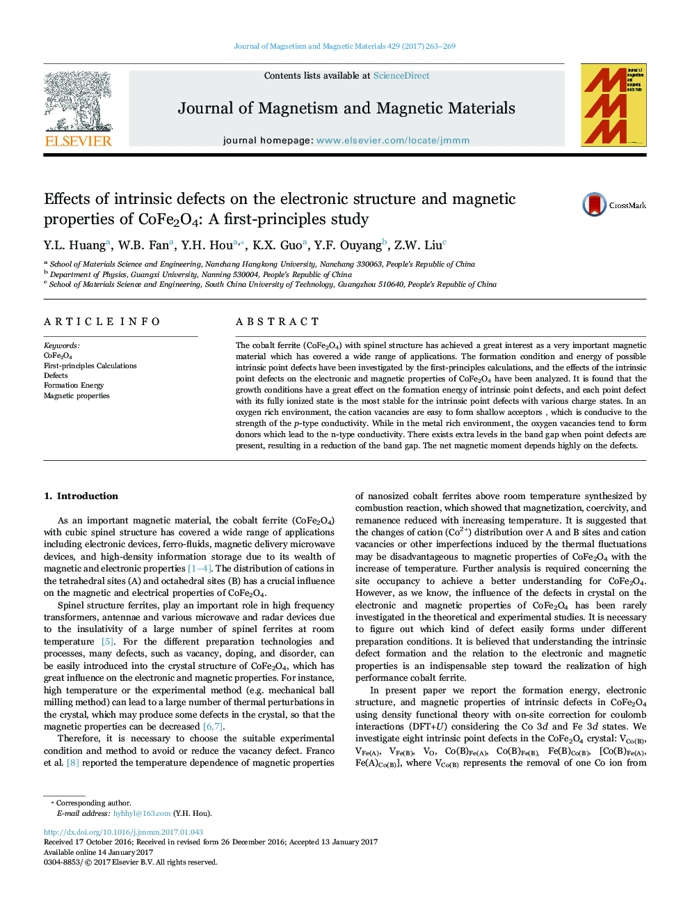 Effects of intrinsic defects on the electronic structure and magnetic properties of CoFe2O4: A first-principles study