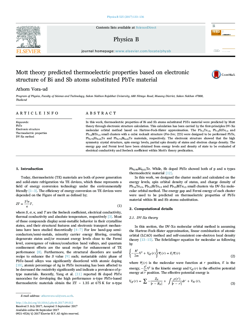 Mott theory predicted thermoelectric properties based on electronic structure of Bi and Sb atoms substituted PbTe material