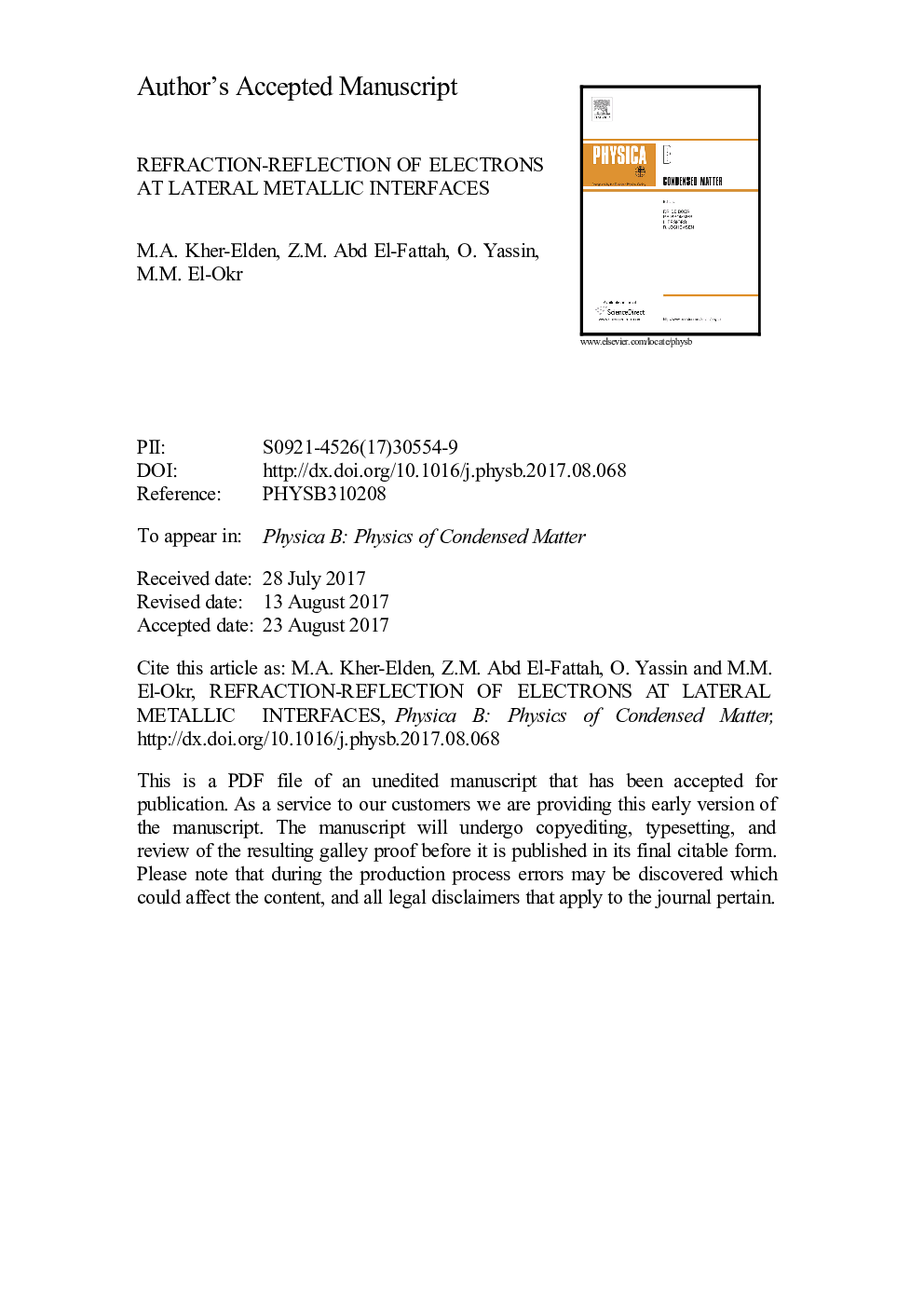 Refraction-reflection of electrons at lateral metallic interfaces