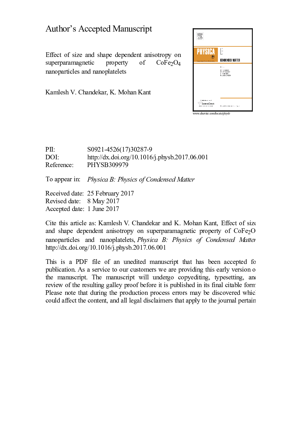 Effect of size and shape dependent anisotropy on superparamagnetic property of CoFe2O4 nanoparticles and nanoplatelets